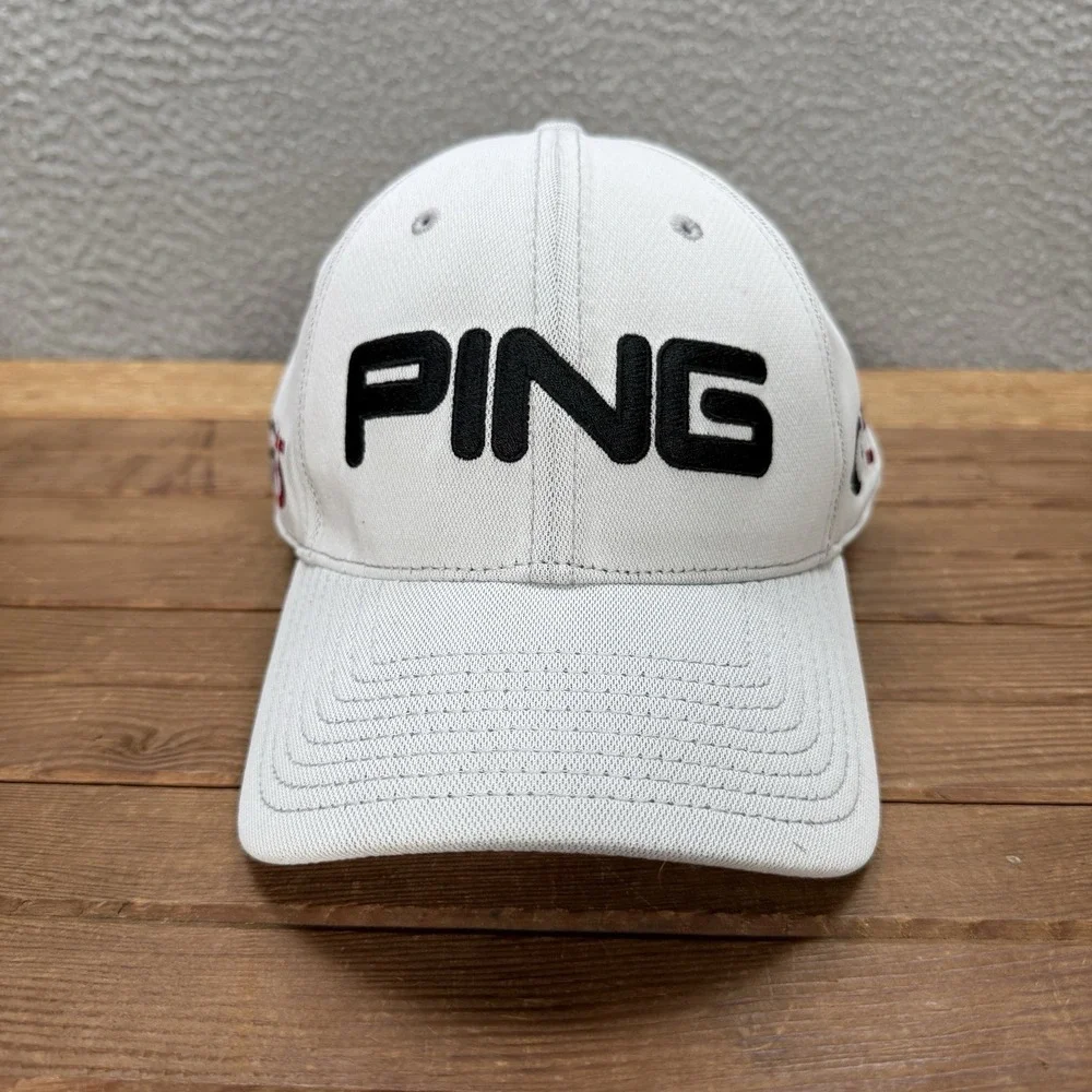 Ping Golf Hat Adult Gray Fitted Cap G15 Golf Irons Embroidered Bamboo Blend Mens